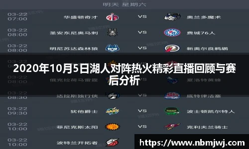 2020年10月5日湖人对阵热火精彩直播回顾与赛后分析